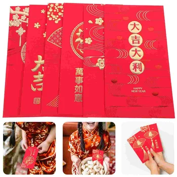 Красный конверт Новый год Красный карман Китайский Новый год Красные конверты Красная сумка Весенний фестиваль День рождения свадьбы Красные конверты