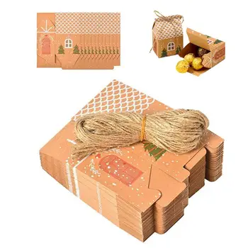  крафт-коробка для подарка 50 шт. Складные коробки из крафт-бумаги с многофункциональными подарочными упаковочными материалами для конфет, игрушек, печенья, шоколада