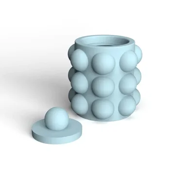 Круглый с рисунком точек Гипсовая гипсовая банка для хранения Круглая бетонная чашка для свечи с крышкой Силиконовая форма Цементный цветочный горшок Эпоксидные формы