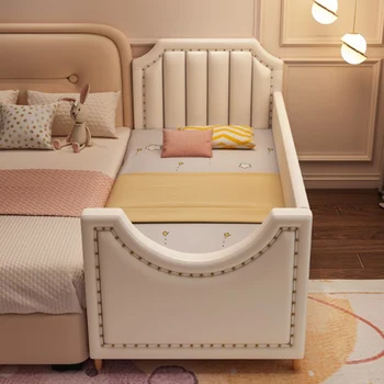Легкая роскошная детская кровать для сращивания мальчиков и девочек Расширенная прикроватная детская кровать Высокий забор Детская расширенная кровать с ограждением