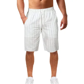 Летние полосатые шорты Мужчины Высокое качество Повседневные Социальные Эластичные Талия Мужские Шорты Пляжные Шорты