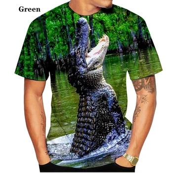 Летняя футболка из крокодила с 3D-печатью, мужская модная футболка с коротким рукавом, летняя прохладная футболка, повседневные топы