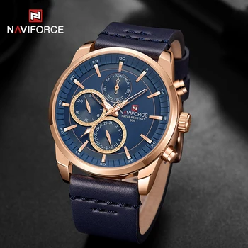  Лучший бренд NAVIFORCE Мужские часы Роскошные водонепроницаемые многофункциональные мужские наручные часы Модные мужские спортивные кварцевые часы из натуральной кожи