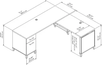 Мебель Сомерсет 72 Вт 3-позиционный L-образный стол Мебель Сомерсет 72 Вт 3-позиционный L-образный стол 5