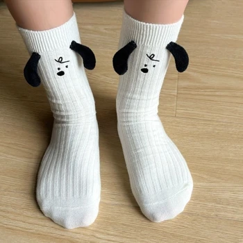  Милые носки для ушей собак Женщины Девочки Мультфильм Mid Tube Носки Японский стиль Черный Белый Щенячьи уши Носки Универсальный пол Sox