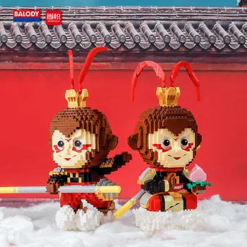 Мини-блоки Балоди Сборка Строительные игрушки Китайская мультяшная обезьяна WuKong Фигурки Brinquedos Man Present Взрослые Подарки для девочки