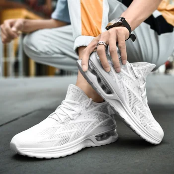 Модные кроссовки для мужчин Новые высокоэластичные пневматические подушки Амортизация Беговая обувь Человек Спортивная обувь для ходьбы Marathon Мужские кроссовки