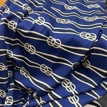  Модный бренд Принт Атлас 100% шелковая ткань Малберри Классическая женская роскошная цепочка Серия Дизайнерское шитье ручной работы Div Ткань