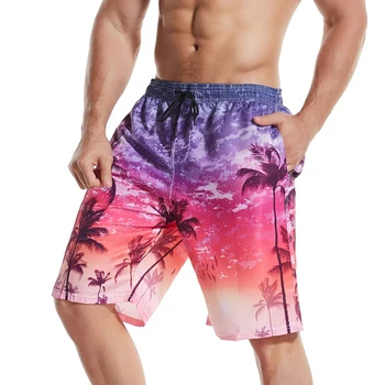 Мужская летняя мода Изысканная печать Пляжные шорты Шорты для плавания Быстросохнущие водные виды спорта Пляжный отдых Бег Фитнес Шорты