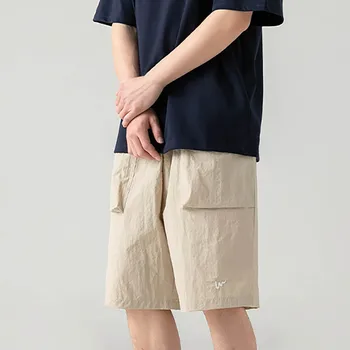 Мужская линия Короткие однотонные камуфляжные шорты для бега Спортивные свободные тонкие пятиточечные брюки Летний пляж Повседневная дышащая короткая уличная одежда
