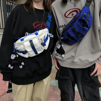  Мужская универсальная нейлоновая нагрудная сумка нейтральная повседневная сумка через плечо с подвеской Женская сумка Harajuku Trendy Brand Cycling Waist Bag