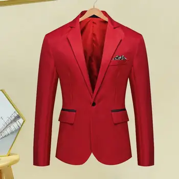 Мужской костюм Пальто Элегантный мужской строгий деловой пиджак с приталенной застежкой на одну пуговицу для жениха Свадьбы Бизнес