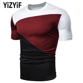 Мужчины дышащая футболка для бега Slim Fit Gym Muscle Fitness Футболки Модный мужской пуловер с коротким рукавом Повседневная верхняя спортивная одежда