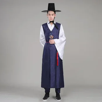 Мужчины Корейская традиционная одежда Древние одеяния Этнический двор Официальная одежда Сценическое представление Костюм Мужской многоцветный ханбок