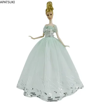 Мятно-зеленое свадебное платье с пайетками для куклы Барби Одежда Большие вечерние платья Вечернее платье Наряды 1/6 Аксессуары для куклы