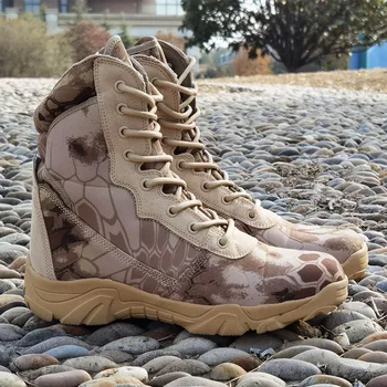 На открытом воздухе Python Камуфляж Зимние сапоги Тактическая обувь Дышащая альпинистская обувь Уличная обувь