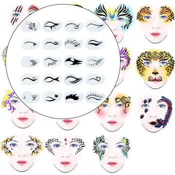  Набор трафаретов для краски для лица Искусство макияжа Живопись DIY Партии Принадлежности для макияжа Гладкий