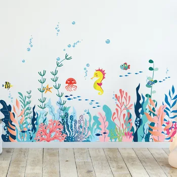 Наклейки на стену с подводными животными для детской комнаты и украшения комнаты - самоклеящиеся наклейки на стену