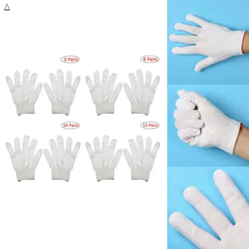 Нейлоновые хозяйственные перчатки Легкие рабочие перчатки Эластичные рабочие перчатки для защиты запястья для монет Ювелирные изделия Проверка серебра