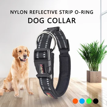 нейлоновый светоотражающий шелковый ошейник для дрессировки собак с уплотнительным кольцом, многоцветный дополнительный регулируемый размер, маленький и средний полный поводок для домашних животных