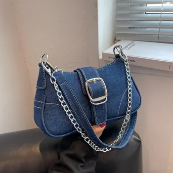 Нишевая дизайнерская джинсовая сумка Женские новые сумки через плечо Женская роскошная холщовая сумка Модная y2k Сумка Кошелек Bolsa Feminina