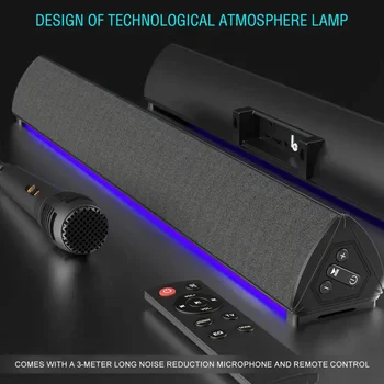 Новая караоке-машина с микрофоном, портативная караоке-колонка со светодиодной подсветкой, домашняя стереосистема, саундбар, колонки для кинотеатра, Bluetooth
