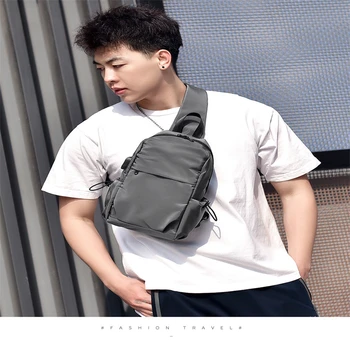  Новая мужская сумка через плечо Многофункциональная нагрудная сумка для телефона USB Зарядка Корейский досуг Спорт Кроссбоди Сумка На открытом воздухе