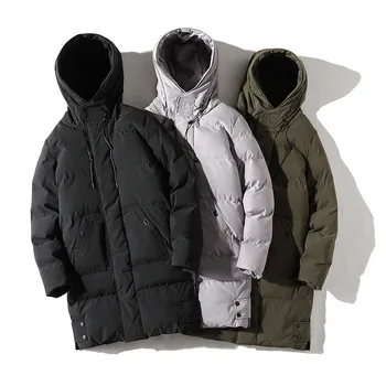 Новая мужская толстая студенческая теплая хлопчатобумажная куртка средней длины с капюшоном для осени и зимы