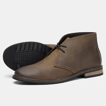 Новая осень-зима высокая помощь мужская обувь натуральная кожа повседневная обувь сапоги модные ботильоны рабочие ботинки