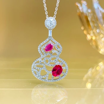 Новое тыквенное полое ожерелье S925 Серебряный дизайн Импортный высокоуглеродистый бриллиант Красочные ювелирные изделия для помолвки с сокровищами