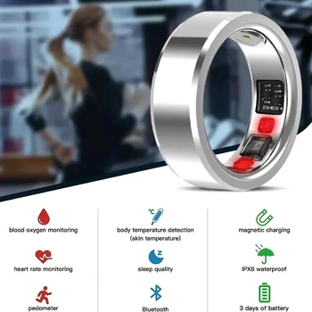  Новое умное кольцо Браслет Bluetooth Палец Цифровое кольцо Кислород в крови Артериальное давление Сон Мониторинг сердечного ритма Водонепроницаемое кольцо