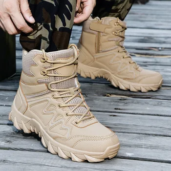 Новые тактические ботинки Мужские военно-спортивные тренировочные ботинки На открытом воздухе Скалолазание Кемпинг Походная обувь Мужская боевая пустынная обувь 39-46 размер