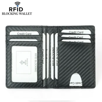  Новый RFID Углеродное волокно Зерновая мужская сумка для карт Light Leisure Driver's License Cover Европейские и американские полосы Держатели удостоверений личности