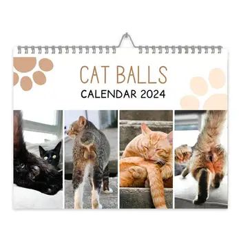 Новый календарь на задницу кошки Забавный календарь на 2024 год Календарь на 2024 год Декоративный кошачий задний ящик Календарь на 2024 год из бумаги Календарь розыгрышей в попе котенка
