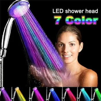  Новый светодиод 7 цветов Душевая лейка Автоматически меняющая цвет Светодиодная душевая насадка Водосберегающая душевая лейка Аксессуары для ванной комнаты