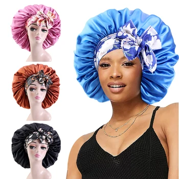 Новый шелковистый большой чепчик для сна с атласной подкладкой Stay on All Night Hair Wrap Cover Slouchy Beanie Curly Hair Protection For Women