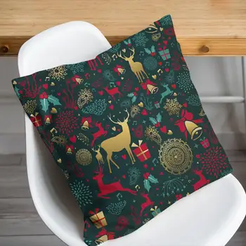  Односторонний напечатанный чехол для подушки Трудно выцветает Декоративная мода Рождественский шаблон Праздничный чехол для подушки