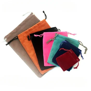 Однотонная фланелевая сумка Упаковка для ювелирных изделий Подарочная сумка Зарядка мобильного телефона Хранение сокровищ на шнурке маленькая тканевая сумка