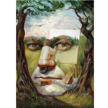 Оптическая иллюзия пейзаж 5D diy алмазная живопись абстрактный человек лицо мозаика квадрат круглое сверло алмазная вышивка домашний декор
