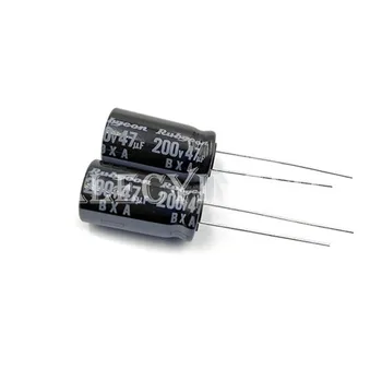 Оригинальный алюминиевый электролитический конденсатор Rubycon 200V47UF 12,5X20 мм BXA с длительным сроком службы и высоким пульсационным током 47 мкФ 200 В