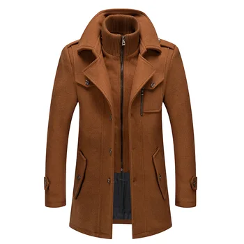 Осень и зима Мужское деловое шерстяное пальто Мода Мужское пальто из холодостойкой ткани с двойным вырезом Повседневная мода Мужская куртка