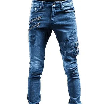 Осень Новая мужская одежда Techwear Мода Harajuku Узкие джинсы Y2K Streetwear Панк Джинсовые брюки Повседневные эластичные джинсовые брюки карго 청바지