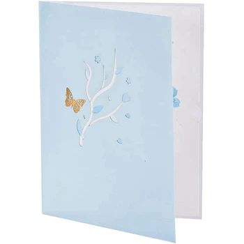 Открытка с голубыми конвертами-бабочками для размышлений о тебе, день рождения, день матери, юбилей и т. Д. На все случаи жизни