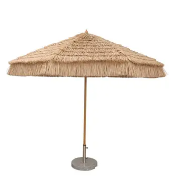 Открытый соломенный зонтик, зонтик от солнца, кофейня, магазин чая с молоком, внутренний двор, зонтик, сад, пляж, под открытым небом, роскошный зонтик от солнца