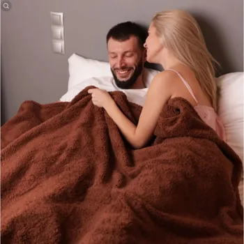  Пара Романтическое одеяло Зимнее теплое уютное лохматое одеяло-утолщенное одеяло King Size 100% водонепроницаемое и устойчивое к пятнам одеяло