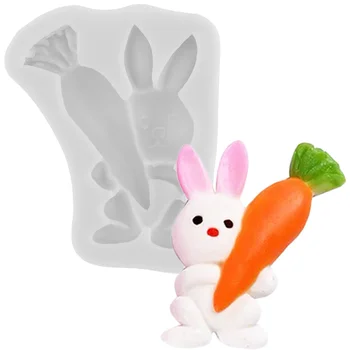 Пасхальный кролик Силиконовая форма DIY Кролик Помадная плесень Сахарный торт Инструменты для украшения шоколада Формы для жевательной резинки Кухонный гаджет