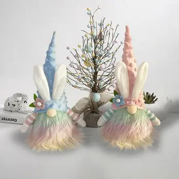 Пасхальный кролик со светлым светящимся безликим гномом-гномом Куклы-гномы Пасхальное украшение 2024 Мягкие подарки кролика Домашний декор