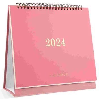 Перевернуть страницу Календарь на 2024 год (розовый) Офисные календари Настольный планировщик бумаги Ежемесячно