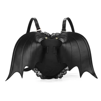Персонализированный рюкзак для летучей мыши из полиуретана, женская сумка, черный ангел, дьявольские крылья летучей мыши, рюкзак, женский рюкзак для девочек