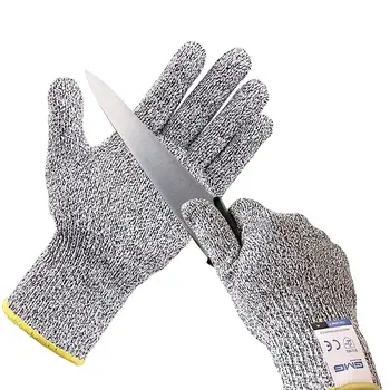  Перчатки с защитой от порезов Горячая распродажа GMG Серый Черный HPPE EN388 ANSI Защита от порезов уровня 5 Безопасные рабочие перчатки Перчатки для защиты от порезов